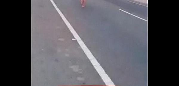  Indian daring desi  walking nude in public road in daytime